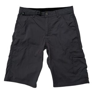 prAna Stretch Zion Shorts Mens Size S Belted Hiking Outdoor Stretch Dark Gray